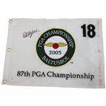 Phil Mickelson Signed 2005 PGA Championship at Baltusrol Embroidered Flag JSA #E61905