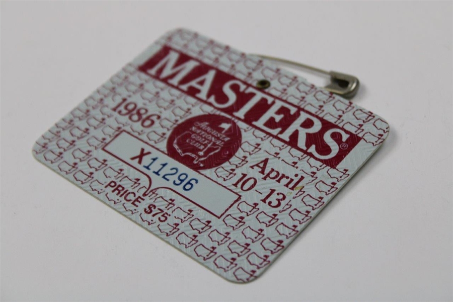 1986 Masters Tournament SERIES Badge #X11296 - Jack Nicklaus 6th Masters Win