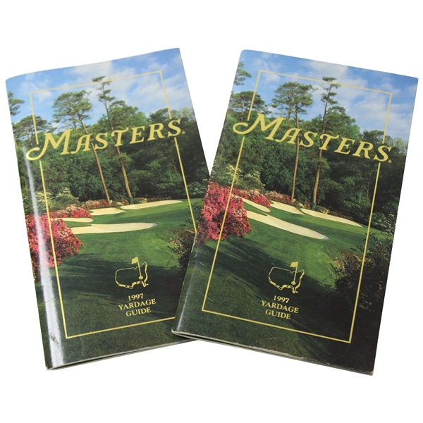 Two (2) 1997 Masters Tournament Yardage Guides - Tiger Woods' 1st Masters Win