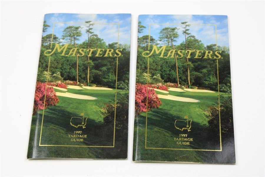 Two (2) 1997 Masters Tournament Yardage Guides - Tiger Woods' 1st Masters Win