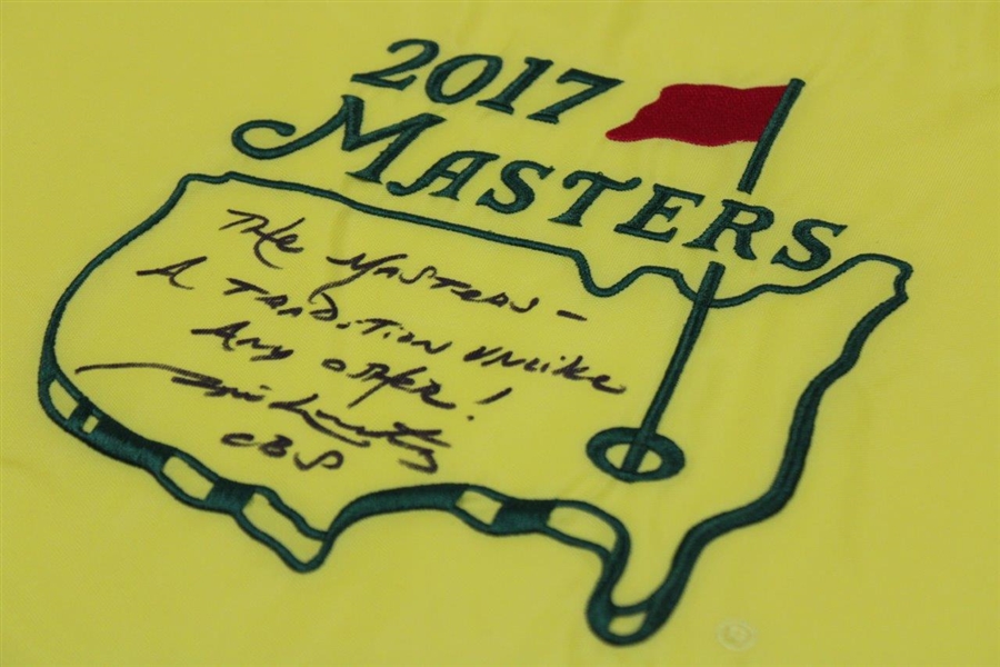 Jim Nantz Signed 2017 Masters Embroidered Flag W/ Inscription JSA #EE84773