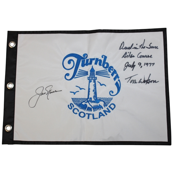 Tom Watson & Jack Nicklaus Signed Turnberry Golf Flag JSA ALOA