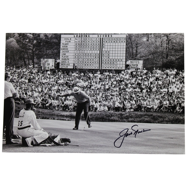 Jack Nicklaus Signed Masters Birdie On The 16th 1965 8x12 Photo JSA ALOA