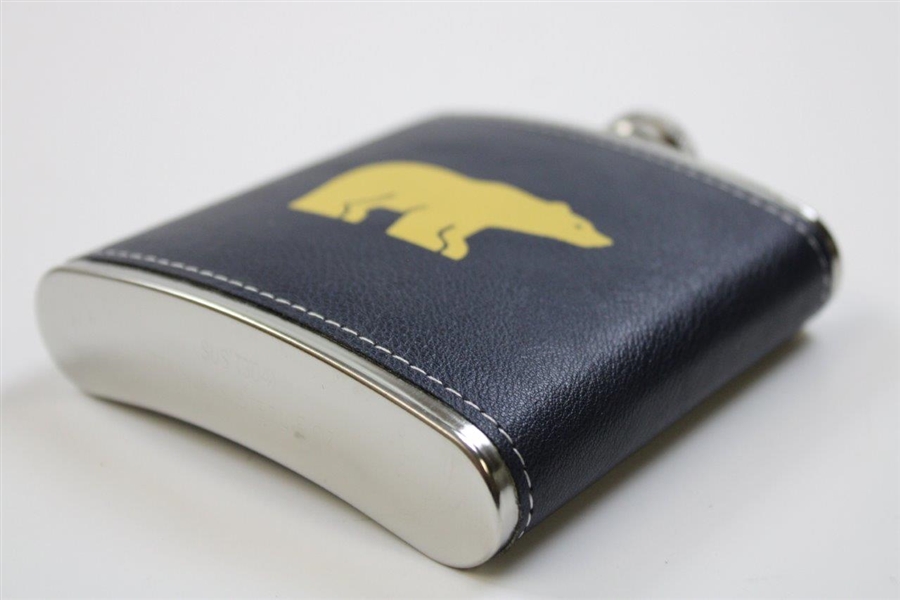 Jack Nicklaus Leather Wrapped 'Golden Bear' Logo Navy Flask