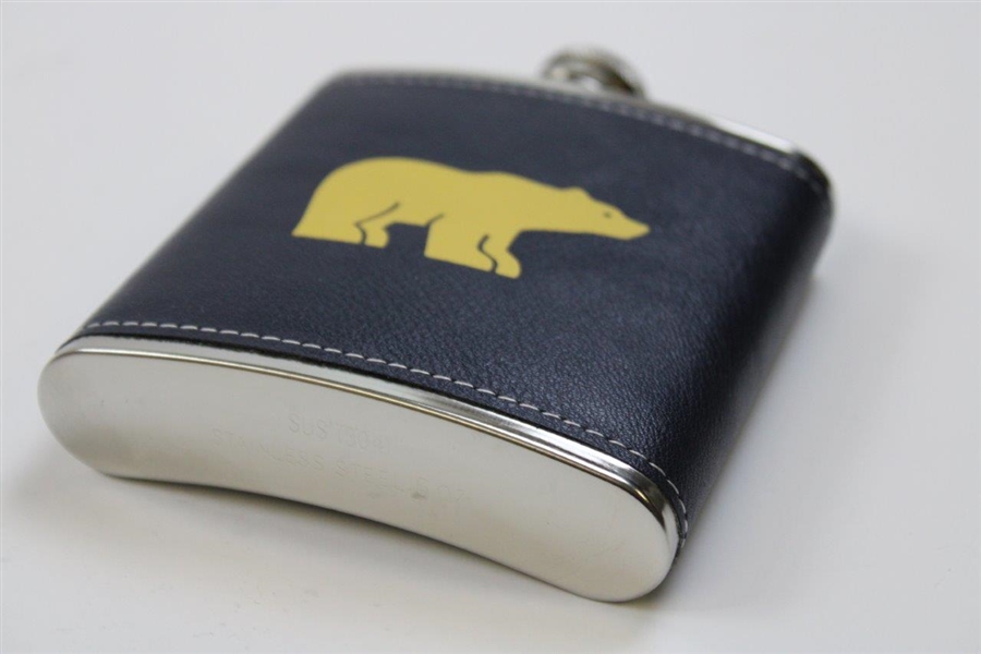 Jack Nicklaus Leather Wrapped 'Golden Bear' Logo Navy Flask