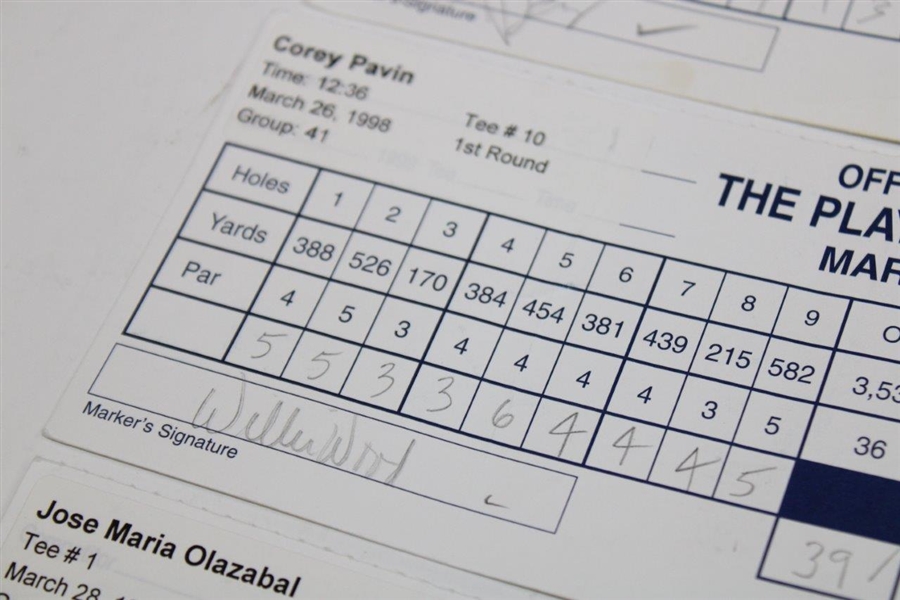 Langer, Olazabal & Six Others Signed 1998 Players Championship Used Scorecards