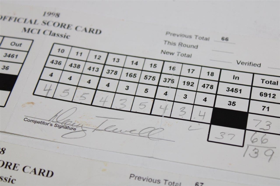 Zoeller, Sutton & Six Others Signed 1998 MCI Classic Used Scorecards