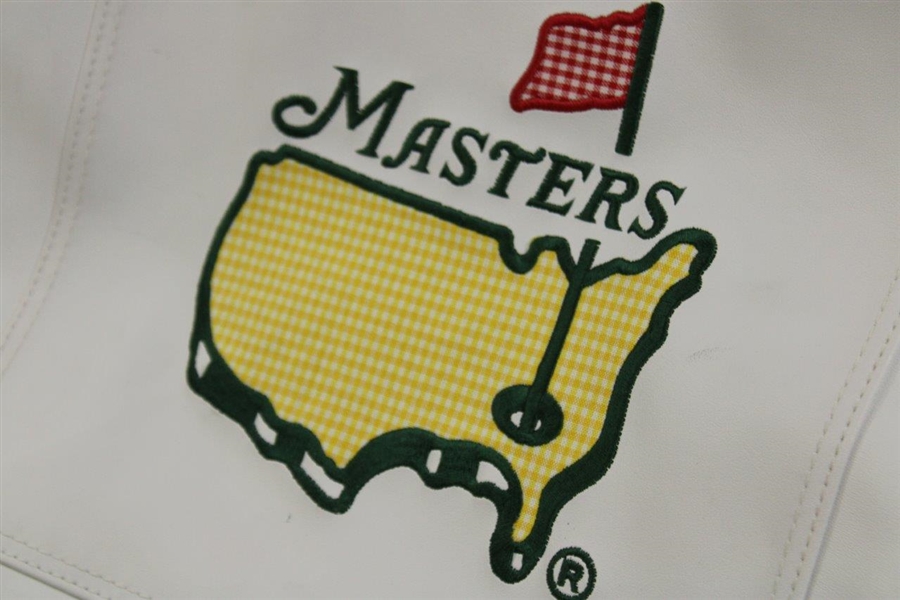 Checkered Masters Logo White Leather Tote 