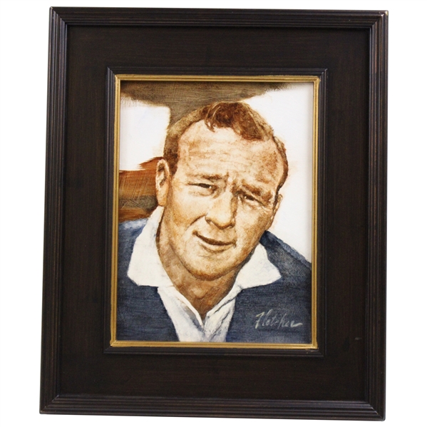 Original Arnold Palmer Oil on Panel Painting Portrait by Artist Robert Fletcher w/COA - Framed
