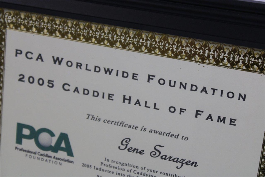 Gene Sarazen's Personal 2005 Caddie Hall Of Fame PCA Worldwide Foundation Award Plaque