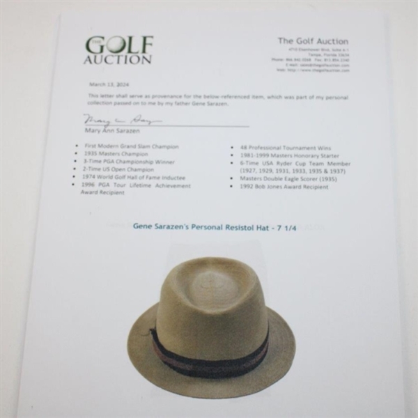 Gene Sarazen's Personal Resistol Hat - 7 1/4