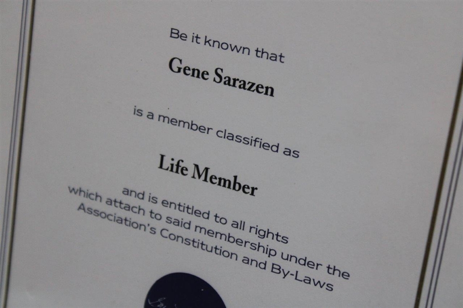 Gene Sarazen's Personal 1995 PGA Life Member Award