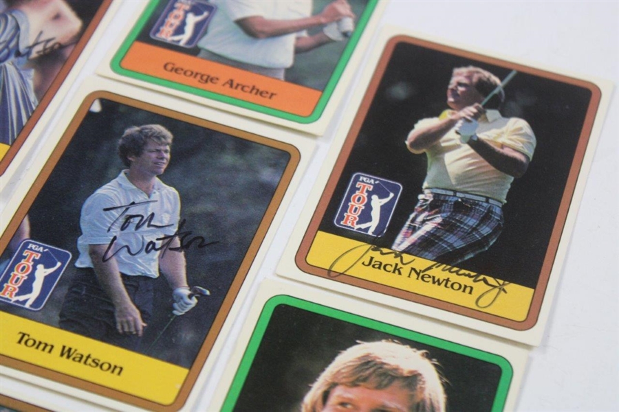 Watson (x2), Floyd, Peete, Crenshaw, Newton & Archer Signed PGA Tour Golf Cards JSA ALOA