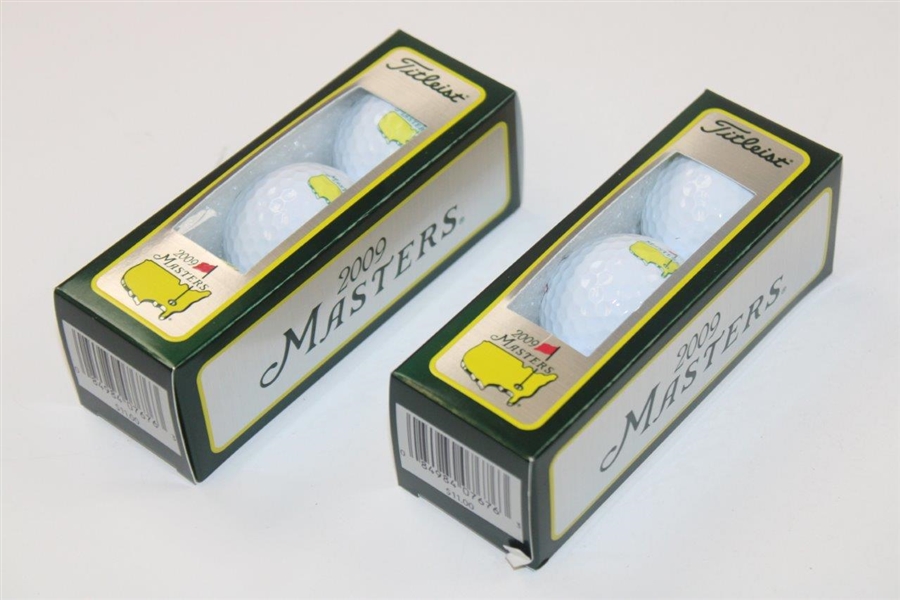 Two (2) Sleeves of 2009 Masters Logo Golf Balls in 2009 Masters Dozen Box