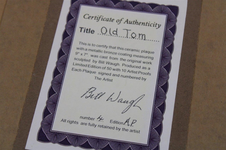 Old Tom Morris LTD ED Bronze Plaque Artist Proof #4/50 by Artist Bill Waugh