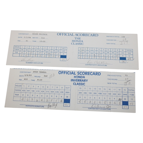 Gary Player & Ray Floyd 1983 & 1984 Honda Classic at TPC Eagle Trace Used Scorecards