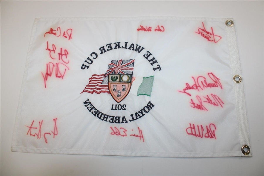 Spieth, Cantlay & Eight Others Signed 2011 Walker Cup Embroidered Flag JSA ALOA