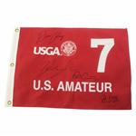 Patrick Cantlay & 2010 US Amateur at Chambers Bay Semi-Finalists Signed Hole 7 Flag JSA ALOA