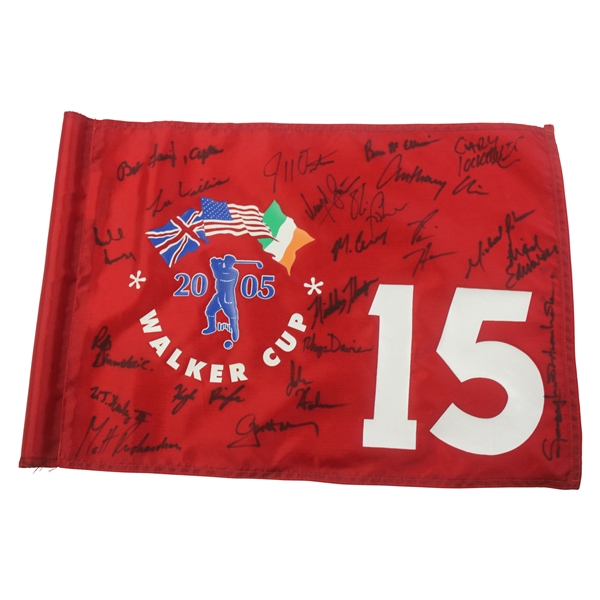 2005 Walker Cup at Chicago Golf Club US & GB&I Team Signed Hole '15' Flag JSA ALOA