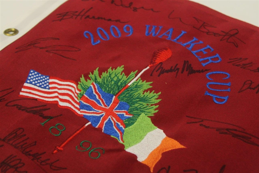 2009 Walker Cup '3' Flag US & GB&I Team Signed w/Fowler, Harmon & Fleetwood  JSA ALOA