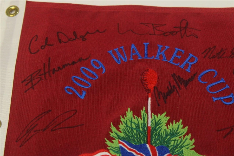 2009 Walker Cup '3' Flag US & GB&I Team Signed w/Fowler, Harmon & Fleetwood  JSA ALOA