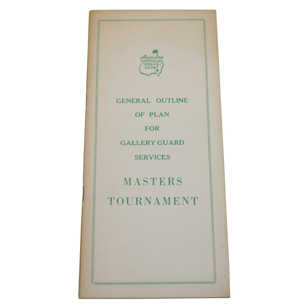 Masters Tournament Outline Of Plan For Gallery Guards Booklet