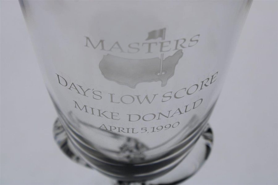 1990 Masters Low Score Crystal Trophy Vase Won by Mike Donald for Opening Round Record 64
