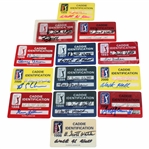 Thirteen Various PGA Tour Caddie ID Badges/Credentials including Littler, Aaron & Graham