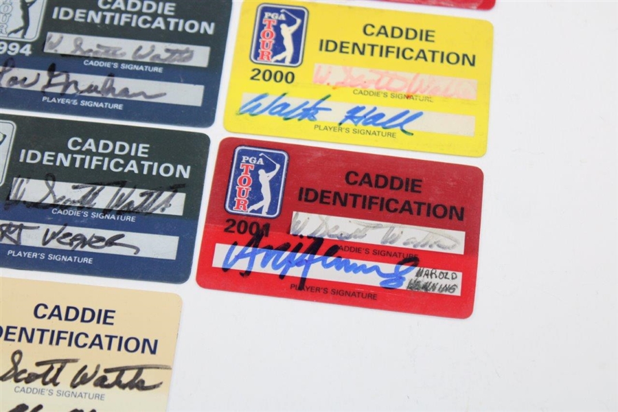 Thirteen Various PGA Tour Caddie ID Badges/Credentials including Littler, Aaron & Graham