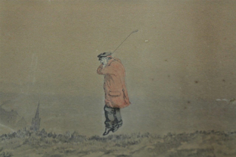 Late 1800’s Original 'Jumping Golfer' at St. Andrews Water Color by Major Shortspoon aka F.P. Hopkins