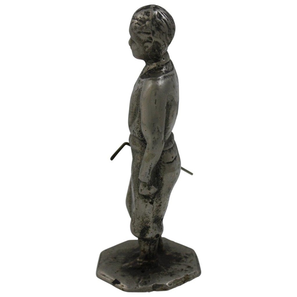 c. 1930 Cast Iron Nickel Plated Golfer Statue w/ Club