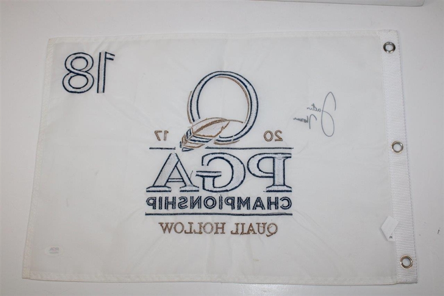 Justin Thomas Signed 2017 PGA Championship at Quail Hollow Embroidered Flag PSA #AN92257