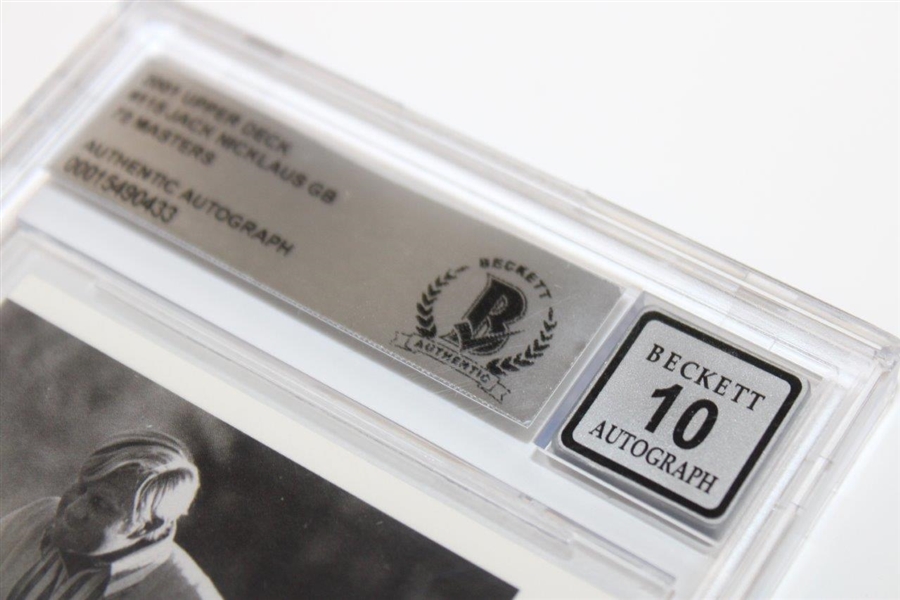Jack Nicklaus Signed 2001 Upper Deck #115 '1972' Masters Card Beckett Auto Grade 10 #00015490433