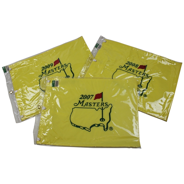 2007, 2008 & 2009 Masters Tournament Embroidered Flags in Package