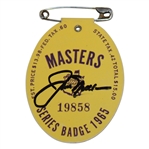 Jack Nicklaus Signed 1965 Masters Tournament SERIES Badge #19858 JSA ALOA