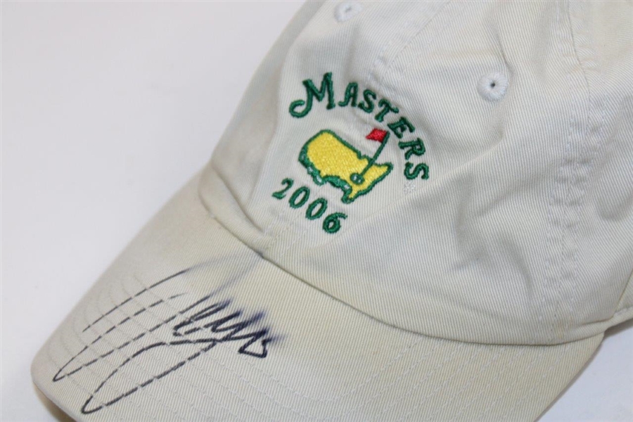 Sergio Garcia Signed 2006 Masters Tan Hat & Larry Mize Signed Visor JSA ALOA