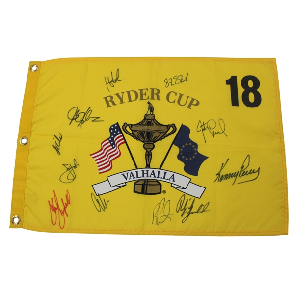 Mickelson And 10 Others Signed 2008 Ryder Cup at Valhalla Flag JSA ALOA