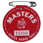 1963 Masters Tournament SERIES Badge #12316 - Jack Nicklaus Winner