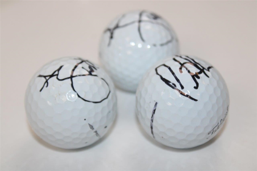 Adam Scott (2) & Patrick Reed Signed Personal Used Golf Balls JSA ALOA