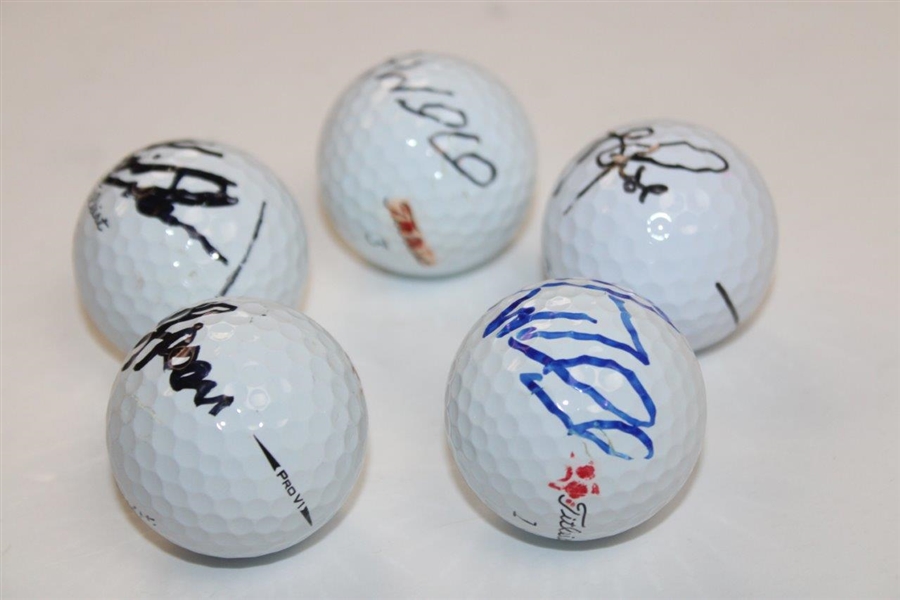 Stenson, Rose, Woodland (2) & Simpson Signed Personal Used Golf Balls JSA ALOA