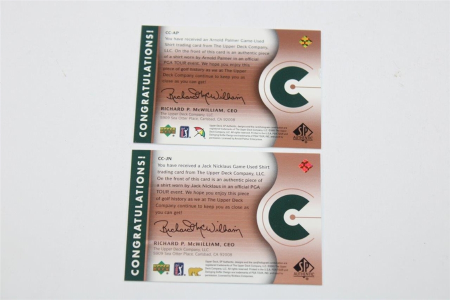 Jack Nicklaus & Arnold Palmer Course Classics UD SP Authentic Game Used Shirt Patch Cards