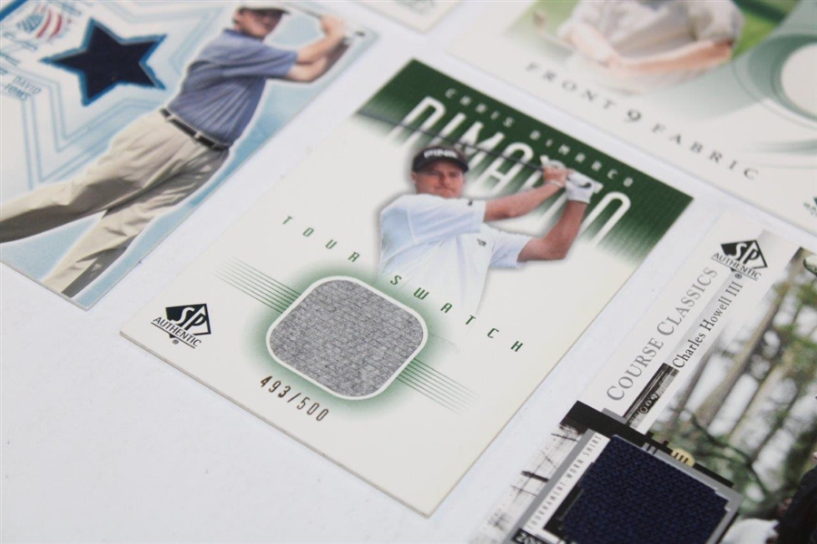 Seven (7) UD Tournament Used Shirt Patch Cards - Front 9, Course Classics, Tour Swatch & America's Best 