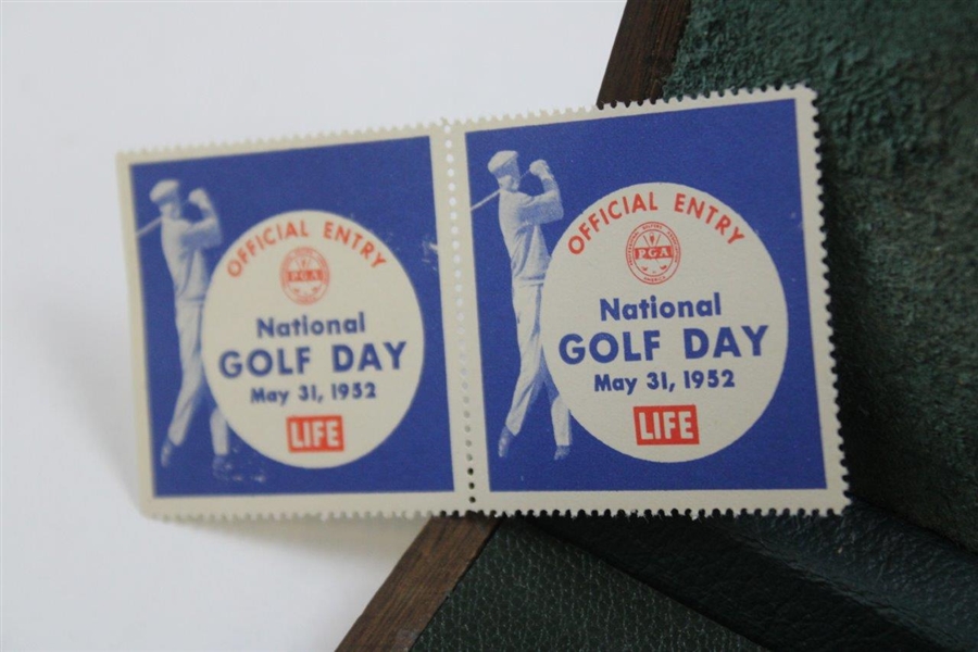 Ben Hogan's Personal 1952 National Golf Day Medals For Approval In Makers Case V1 Stamps