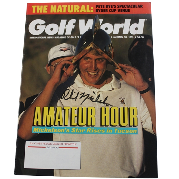 Phil Mickelson Signed 1991 Golf World Magazine Newstand No Label JSA ALOA