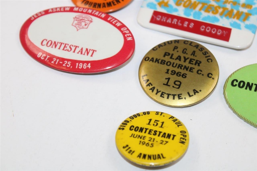 Ten (10) Charles Coody Player/Contestant Badges - 1960's Events
