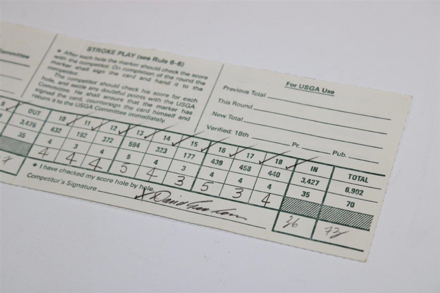 David Graham's 1989 US Open At Oak Hill Country Club Used Scorecard