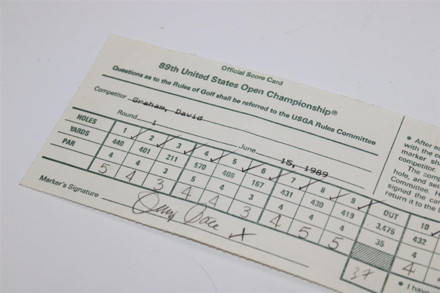 David Graham's 1989 US Open At Oak Hill Country Club Used Scorecard