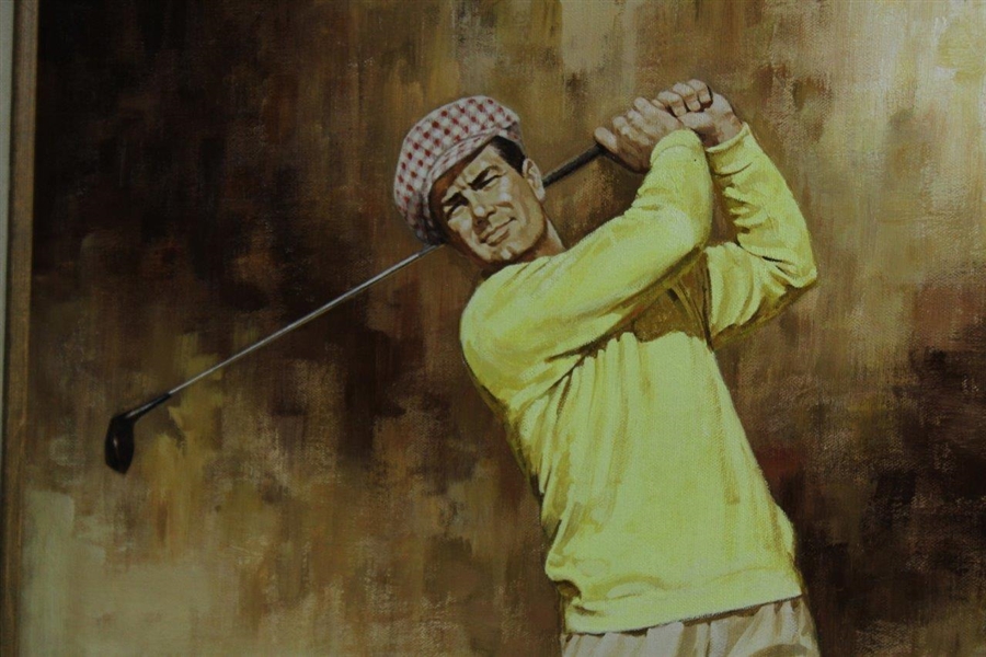 Original 1983 World Golf HoF Jimmy Demaret Dom Lupo Painting Oil on Canvas - Framed 