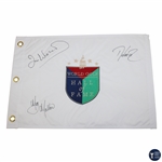 Davis Love III, Ian Woosnam & Meg Mallon Signed World Golf Hall of Fame Flag JSA ALOA