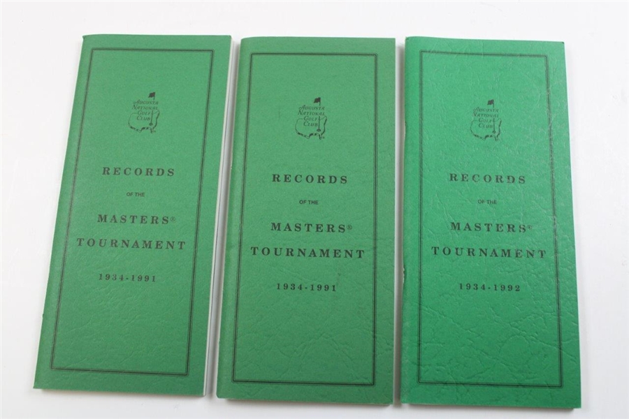 Eight (8) Records of the Masters Tournament Booklets - 1983, 1989 (x2), 1991 (x2), 1992 (x2), & 1995
